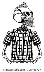 Isolated natural hipster's skeleton. Vector illustration
