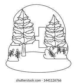 Isolated natural pine trees design