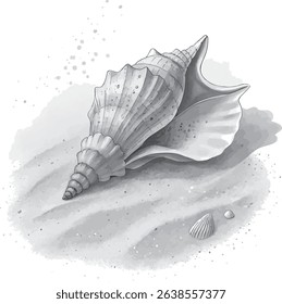 An isolated natural scallop seashell on a black background