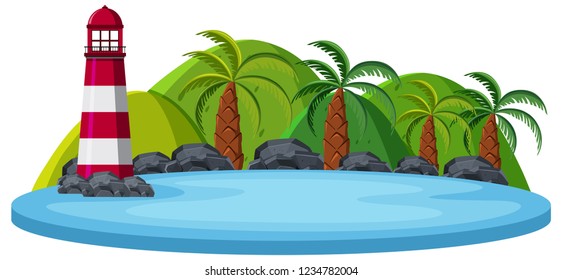 Isolated nature island on white background illustration