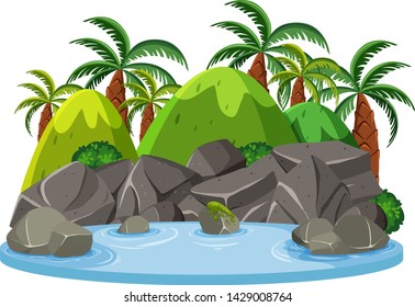 Isolated nature water pond illustration