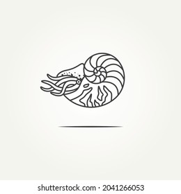 nautilus ocean shell minimalist line art logo icono plantilla de ilustración vectorial diseño. concepto de marca de marisco, marina, animal