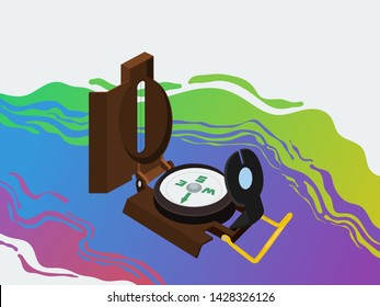 Isolated navigation compass with colorful background illustration design