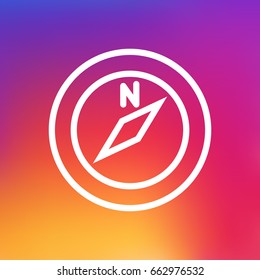 Isolated Navigation Outline Symbol On Clean Background. Vector Compass Element In Trendy Style.