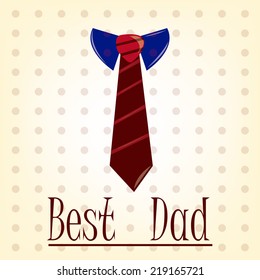 an isolated necktie and text on a light yellow background for father's day
