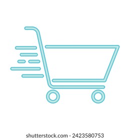 Isolated neon colored shopping cart icon Vector illustration
