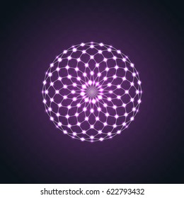 Isolated Neon glow symmetry element. Sacred Geometry. Abstract psychedelic vector logo vector