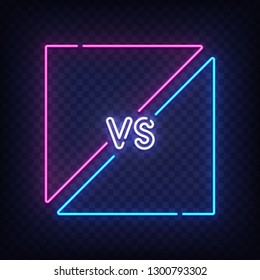 Isolated neon sign. Versus screen. Bright signboard, light banner. Vector illustration