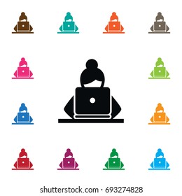 Isolated Nerd Icon. Girl Vector Element Can Be Used For Nerd, Girl, Laptop Design Concept.