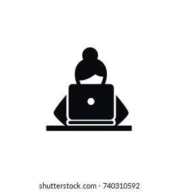 Isolated Nerd Icon. Girl Vector Element Can Be Used For Nerd, Girl, Laptop Design Concept.