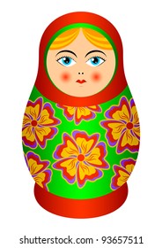 The isolated nested doll on a white background. Russian souvenir.