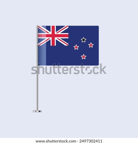 Isolated New Zealand Table Flag on Pole, New Zealand Flag Vector Design for Print and Web