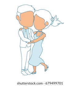 isolated newlywed couple dancing