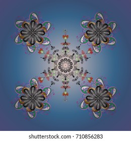 Isolated nice snowflakes on colorful background.Vector illustration. Snowflakes radial background.