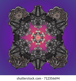 Isolated nice snowflakes on colorful background.Vector illustration. Snowflakes radial background.