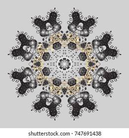 Isolated nice snowflakes on colorful background.Vector illustration. Snowflakes radial gray, neutral and beige colors.