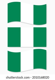 isolated Nigeria flag set waving by the wind shapes, element for icon, label, banner, button etc. vector design.