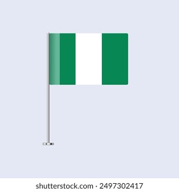 Isolierte nigerianische Tischfahne auf Pole, nigerianische Flagge, Vektordesign für Print und Web