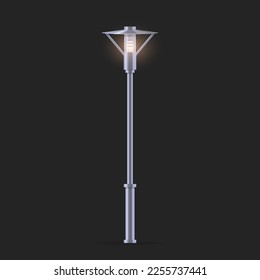 Isolated night lantern with glowing lamp. Vector