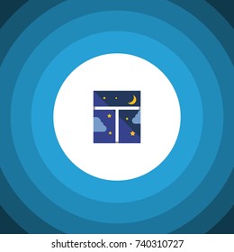 Isolated Night Sky Flat Icon. Frame Vector Element Can Be Used For Frame, Night, Window Design Concept.