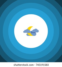 Isolated Night Sky Flat Icon. Midnight Vector Element Can Be Used For Night, Moon, Cloud Design Concept.