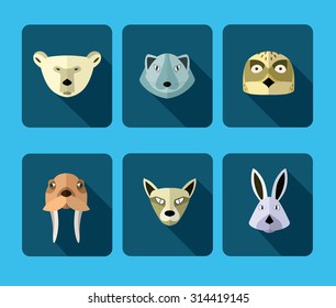 Isolated nordic animals vector collection.