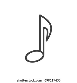 Isolated Note Outline Symbol On Clean Background. Vector Musical Sign Element In Trendy Style.