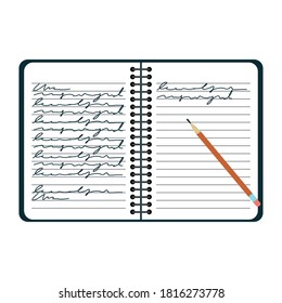 Isolated notebook with notes. School and office suplies - Vector