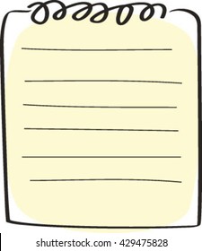Isolated notebook, paper, cartoon, vector