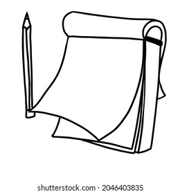 Einzelnes Notizbuch und Bleistift-Element. Symbol auf Vektorgrafik