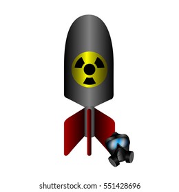 Isolated nuclear missile on a white background, Vector illustration