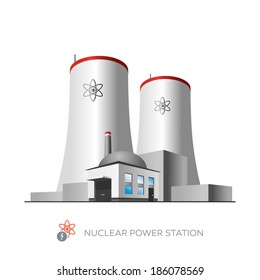 Isolated nuclear power plant icon on white background in cartoon style 