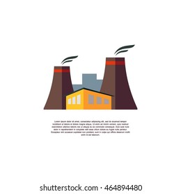 Isolated nuclear power plant. Vector Illustration