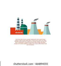 Isolated nuclear power plant. Vector Illustration