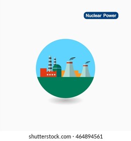 Isolated nuclear power plant. Vector Illustration