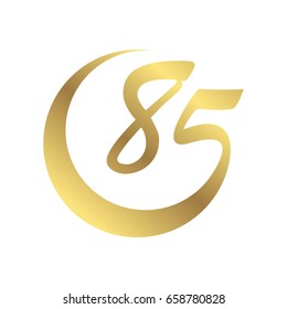 isolated number 85 with gold color icon