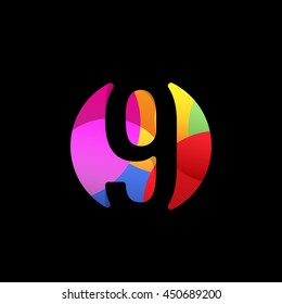 Isolated number 9 in a colorful circle on the black background. Numerology element. Arithmetic nine symbol. Calculator sign. 9th calendar date.