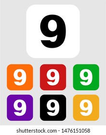isolated number 9 icon on background, vector.