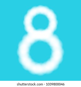 isolated number eight symbol cloud form on blue sky background,cute vector illustration