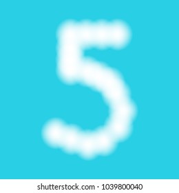isolated number five symbol cloud form on blue sky background,cute vector illustration