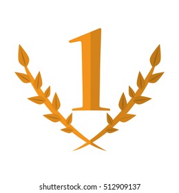 Isolated number one inside wreath design