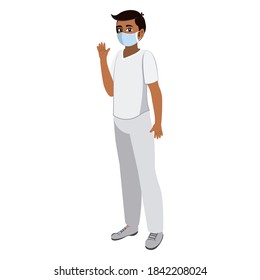Enfermera aislada con máscara facial - Ilustración vectorial