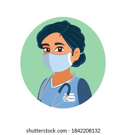 Isolated nurse wearing a face mask - Vector illustration