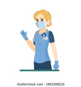 Isolated nurse wearing a face mask - Vector illustration