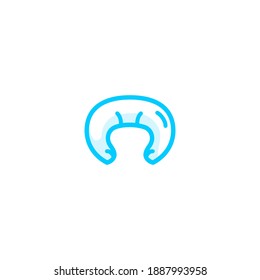 Isolated nursing pillow icon vector outline blue color.