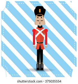 Isolated nutcracker soldier on a blue textured background