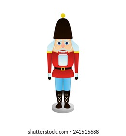 an isolated nutcracker soldier on a white background