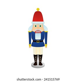 an isolated nutcracker soldier on a white background