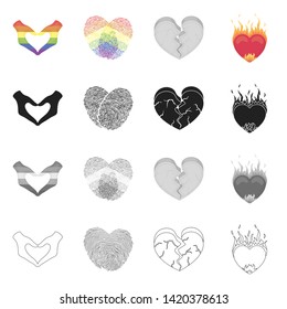 Isolated object of abstract and shape sign. Collection of abstract and love stock symbol for web.
