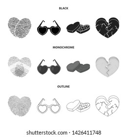 Isolated object of abstract and shape symbol. Collection of abstract and love stock vector illustration.